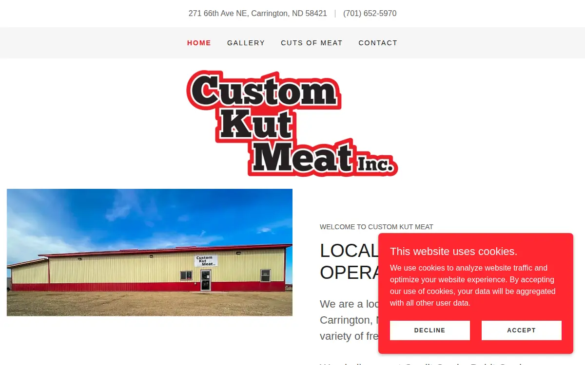 Homepage of Custom Kut Meat INC
