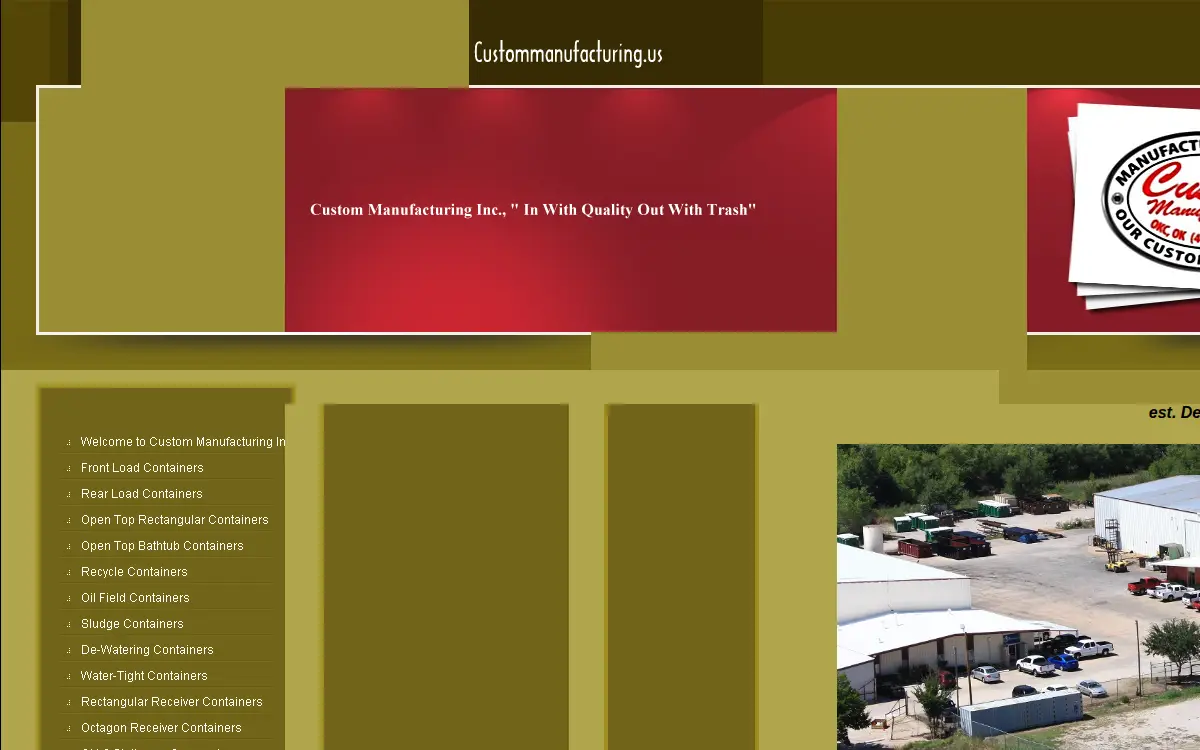 Homepage of Custom Manufacturing INC