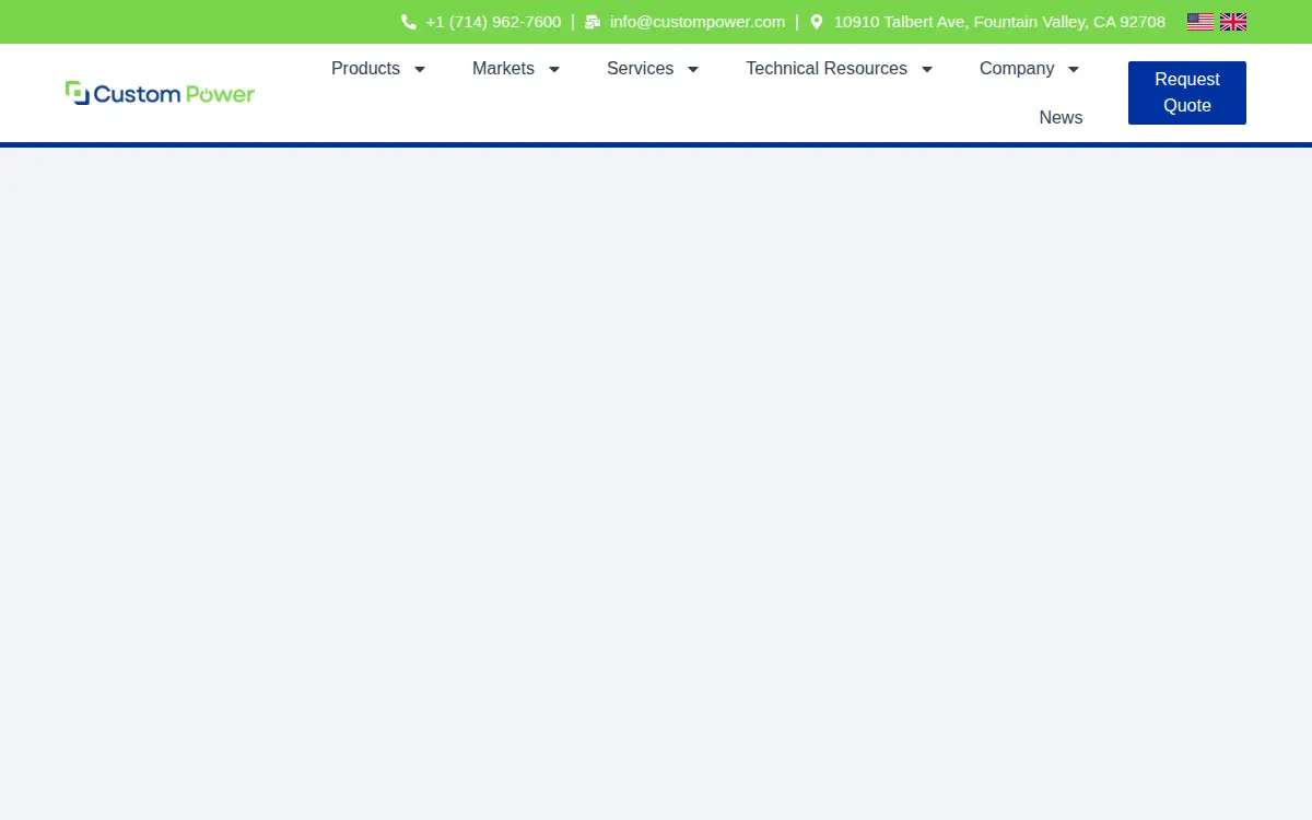 Homepage of Custom Power LLC