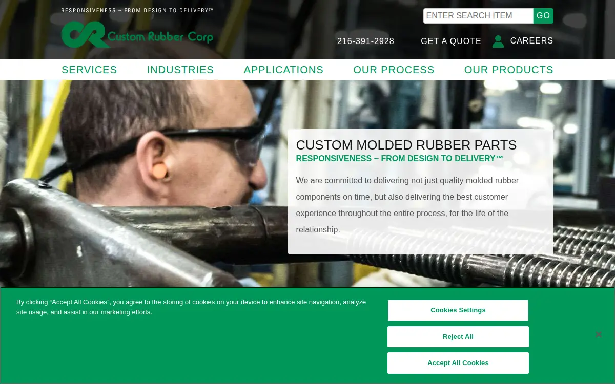 Homepage of Custom Rubber CORP