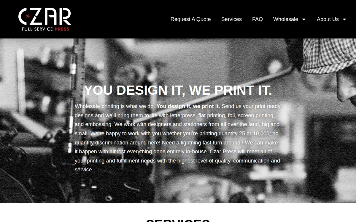 Homepage of Czar Press LLC