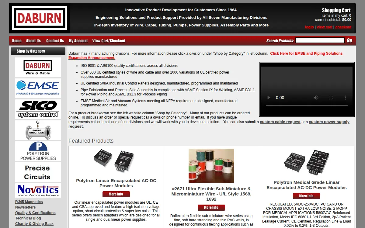 Homepage of Daburn Wire & Cable CORP