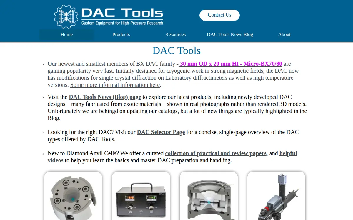Homepage of Dac Tools LLC
