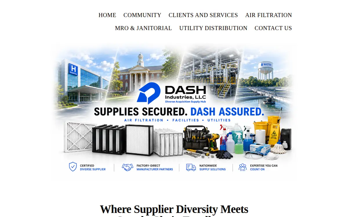 Homepage of Dash Industries LLC