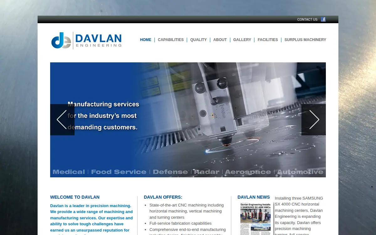 Homepage of Davlan Engineering, INC