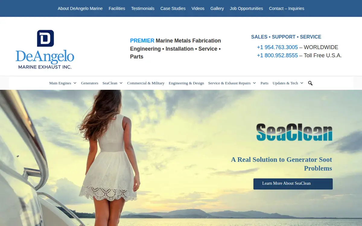 Homepage of Deangelo Marine Exhaust, INC.