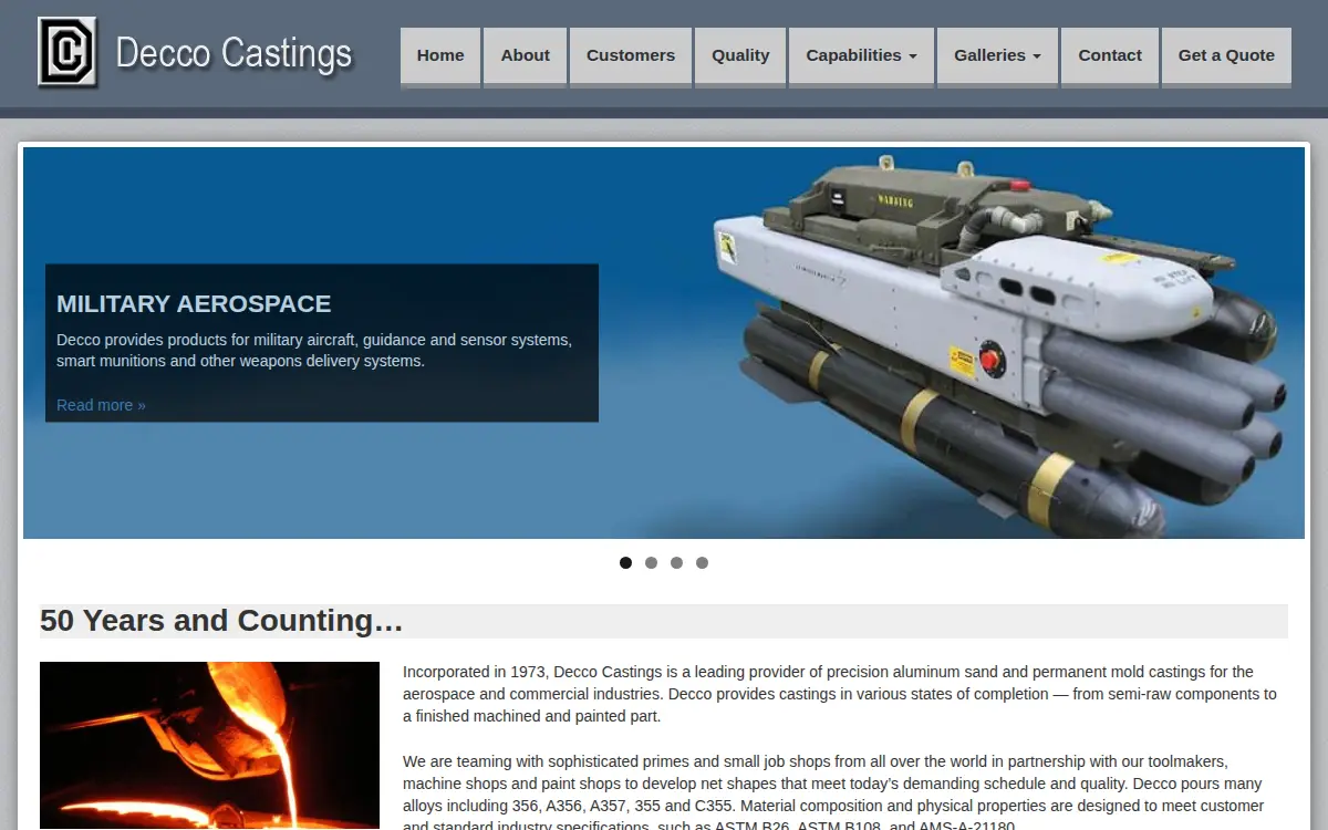 Homepage of Decco Castings INC