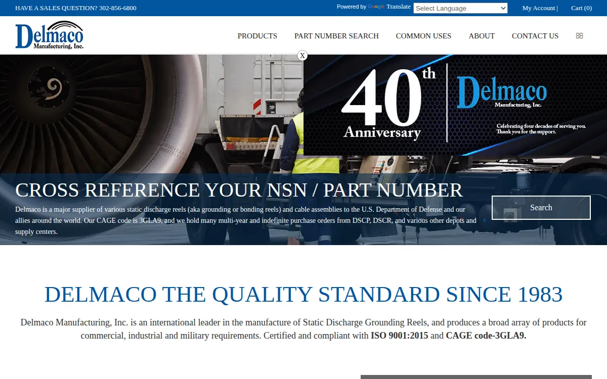 Homepage of Delmaco Manufacturing INC