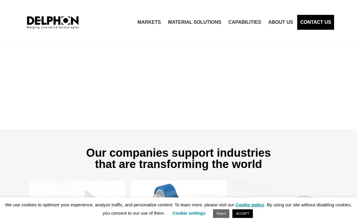 Homepage of Delphon Industries, LLC