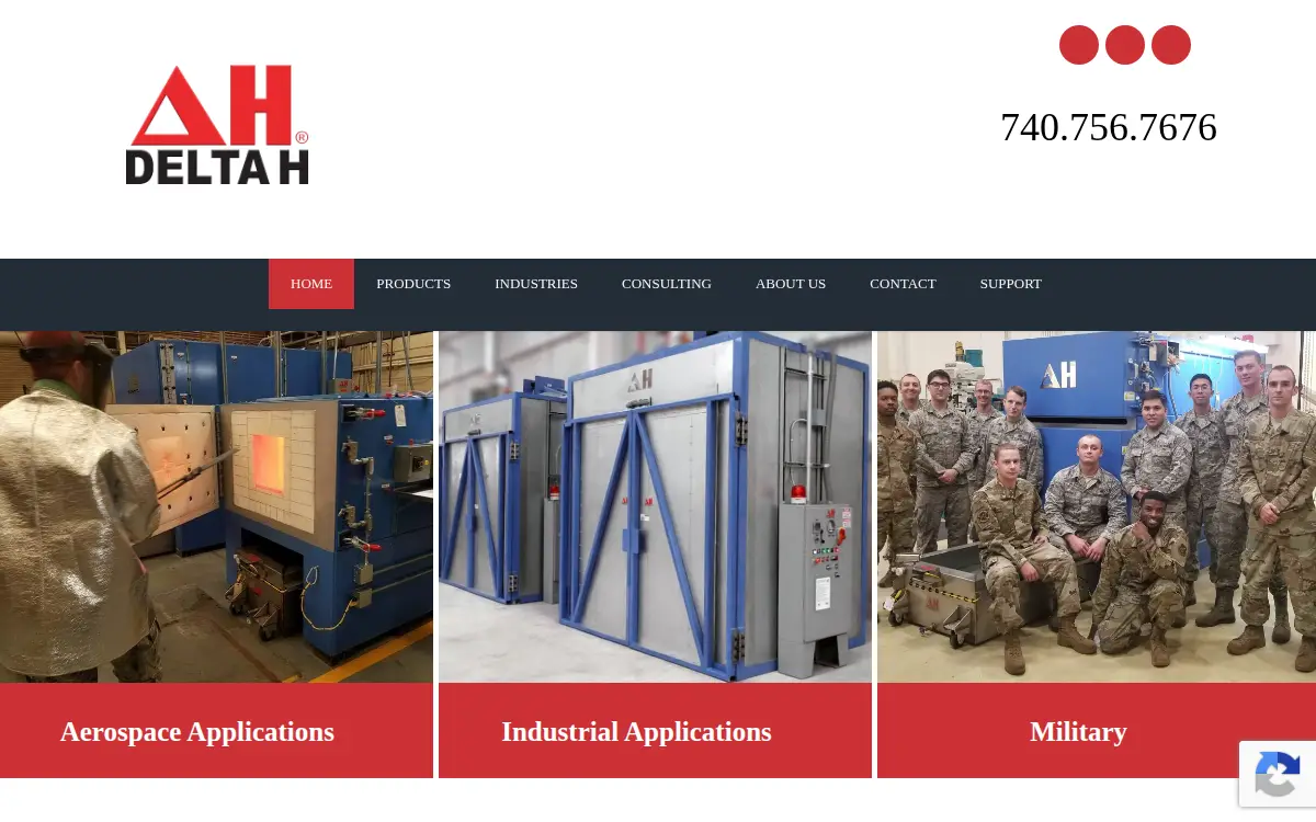 Homepage of Delta H Technologies LLC