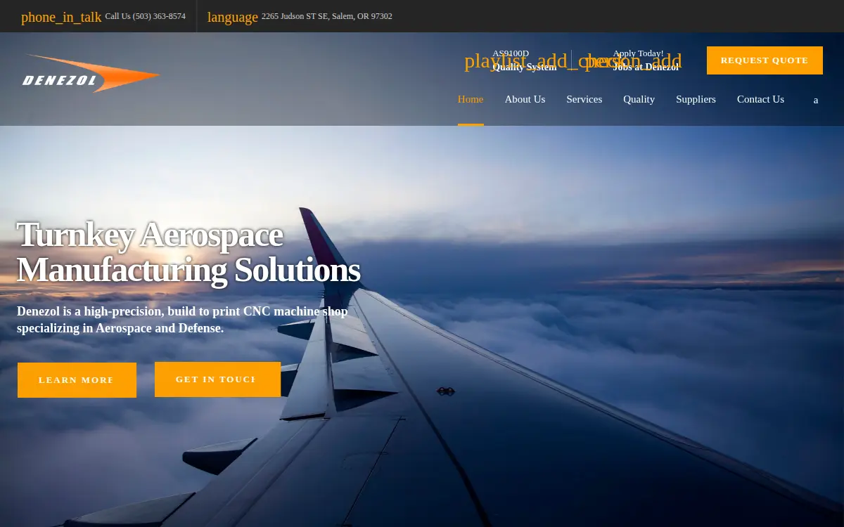Homepage of Denezol Tool Co., INC.