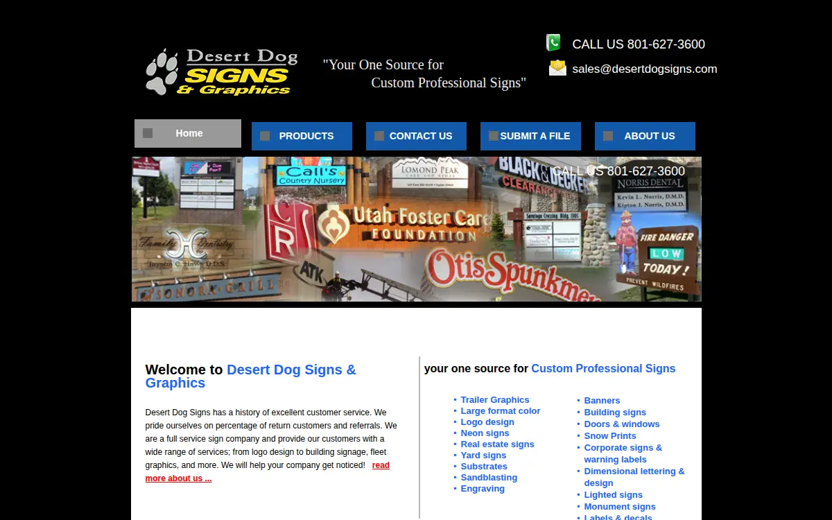 Homepage of Desert Dog Signs LLC