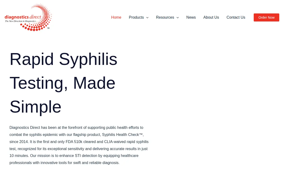 Homepage of Diagnostics Direct LLC
