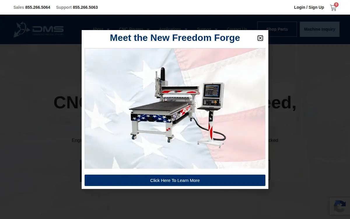 Homepage of Diversified Machine Systems, LLC