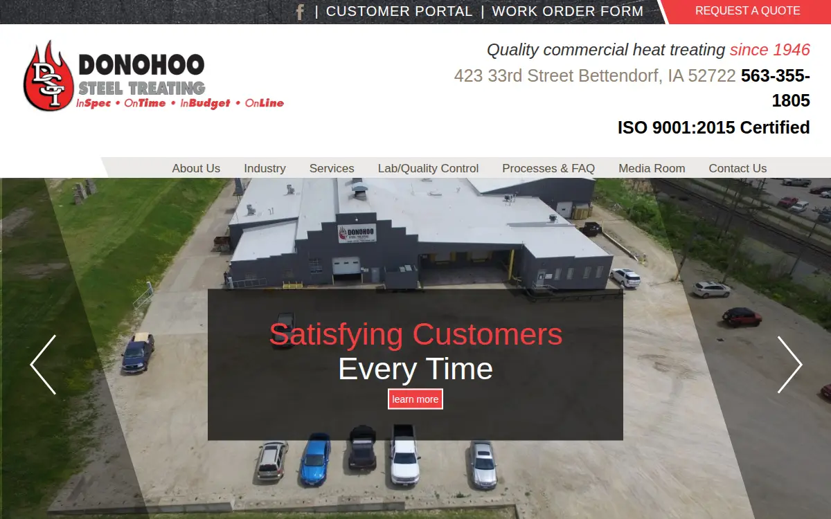 Homepage of Iowa Steel Treating, INC.