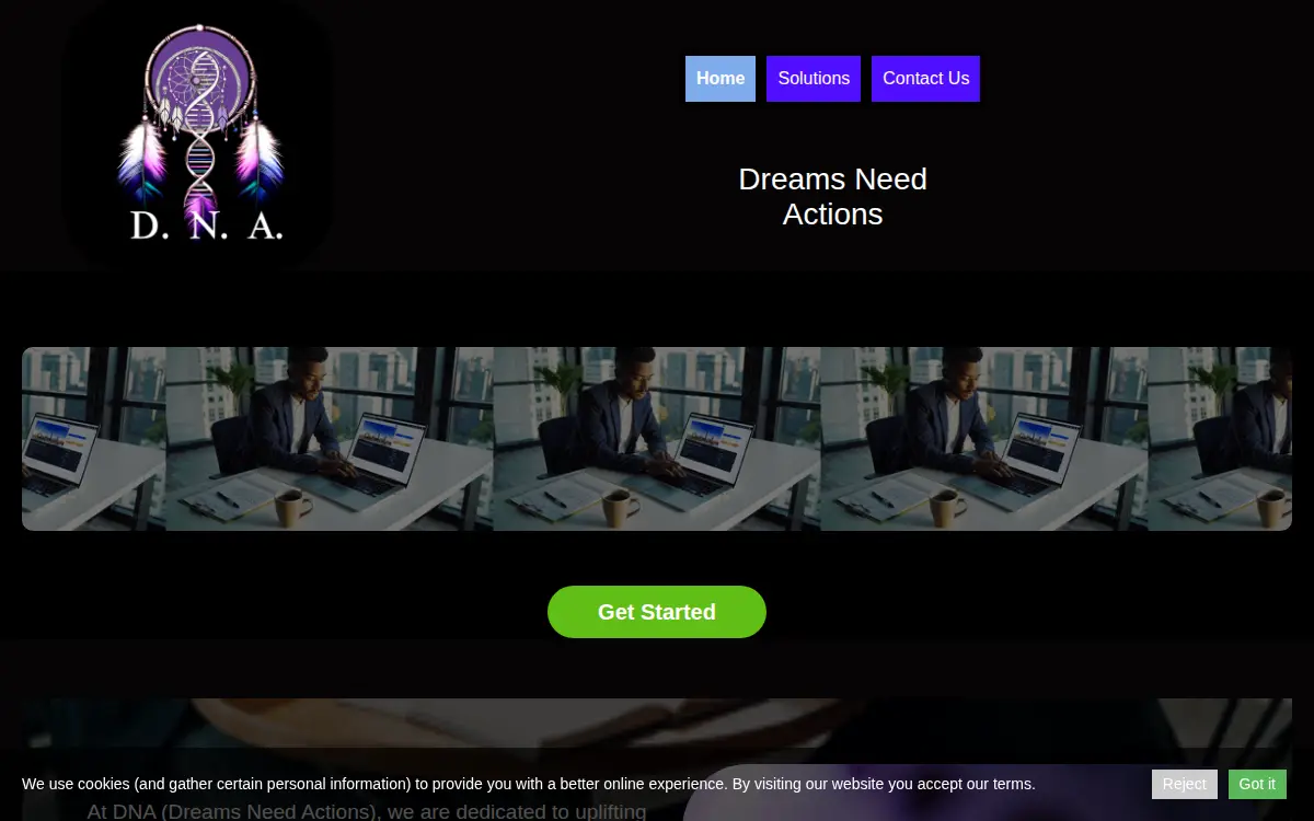Homepage of Dna Dreams Need Actions, LLC
