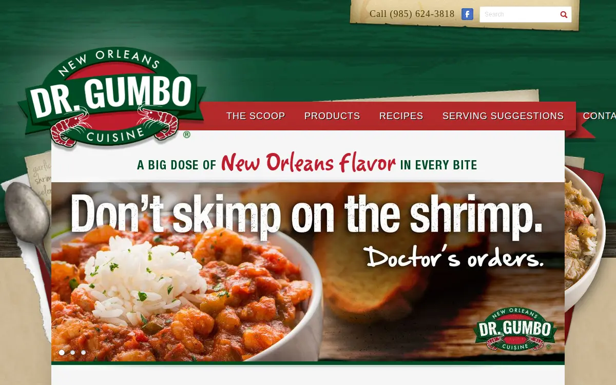 Homepage of Dr. Gumbo's New Orleans Cuisine, INC