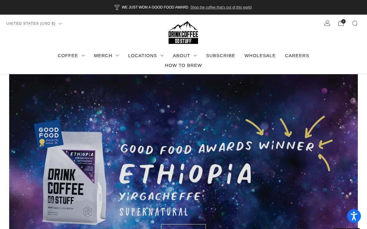 Homepage of Drink Coffee Do Stuff, LLC