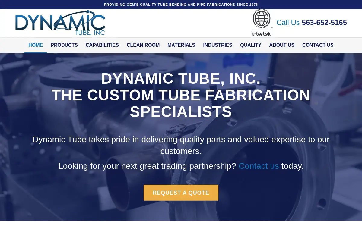 Homepage of Dynamic Tube INC