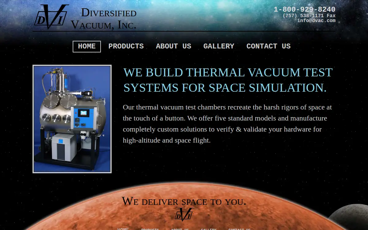 Homepage of Diversified Vacuum INC