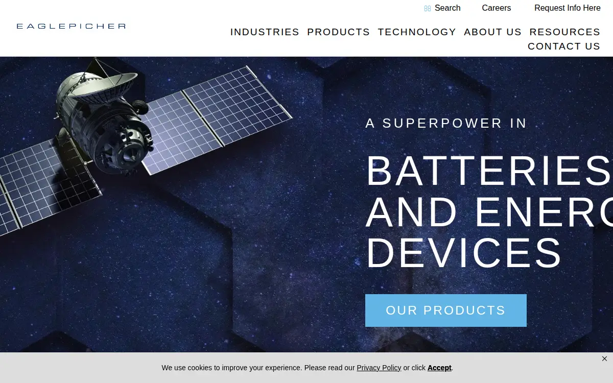 Homepage of Eaglepicher Technologies LLC