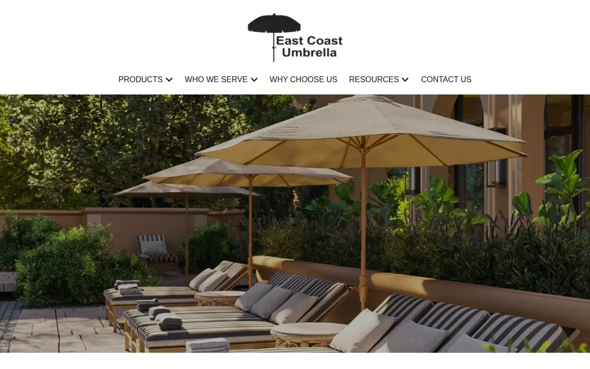 Homepage of East Coast Umbrella, INC.