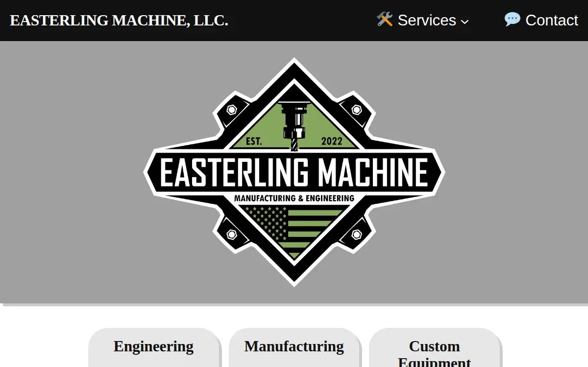 Homepage of Easterling Machine LLC