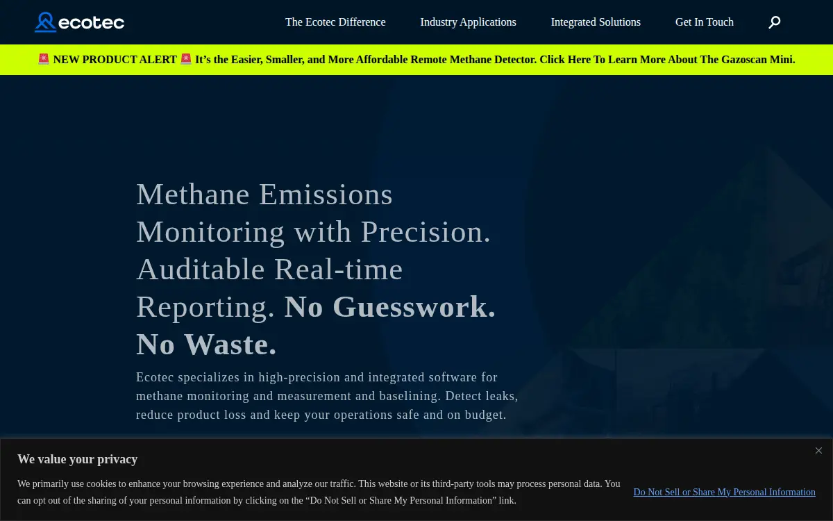Homepage of Ecotec Solutions, INC