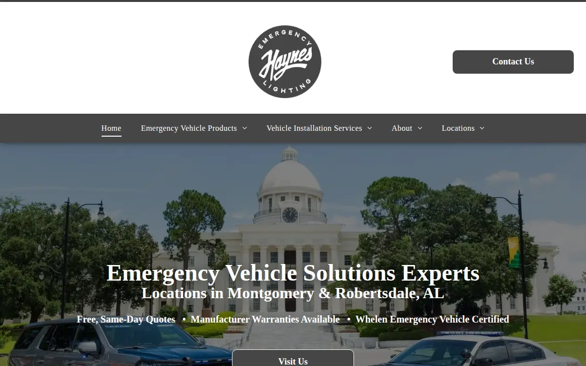 Homepage of Emergency Lighting By Haynes, LLC