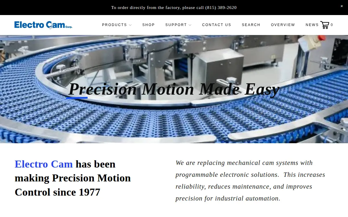 Homepage of Electro Cam CORP