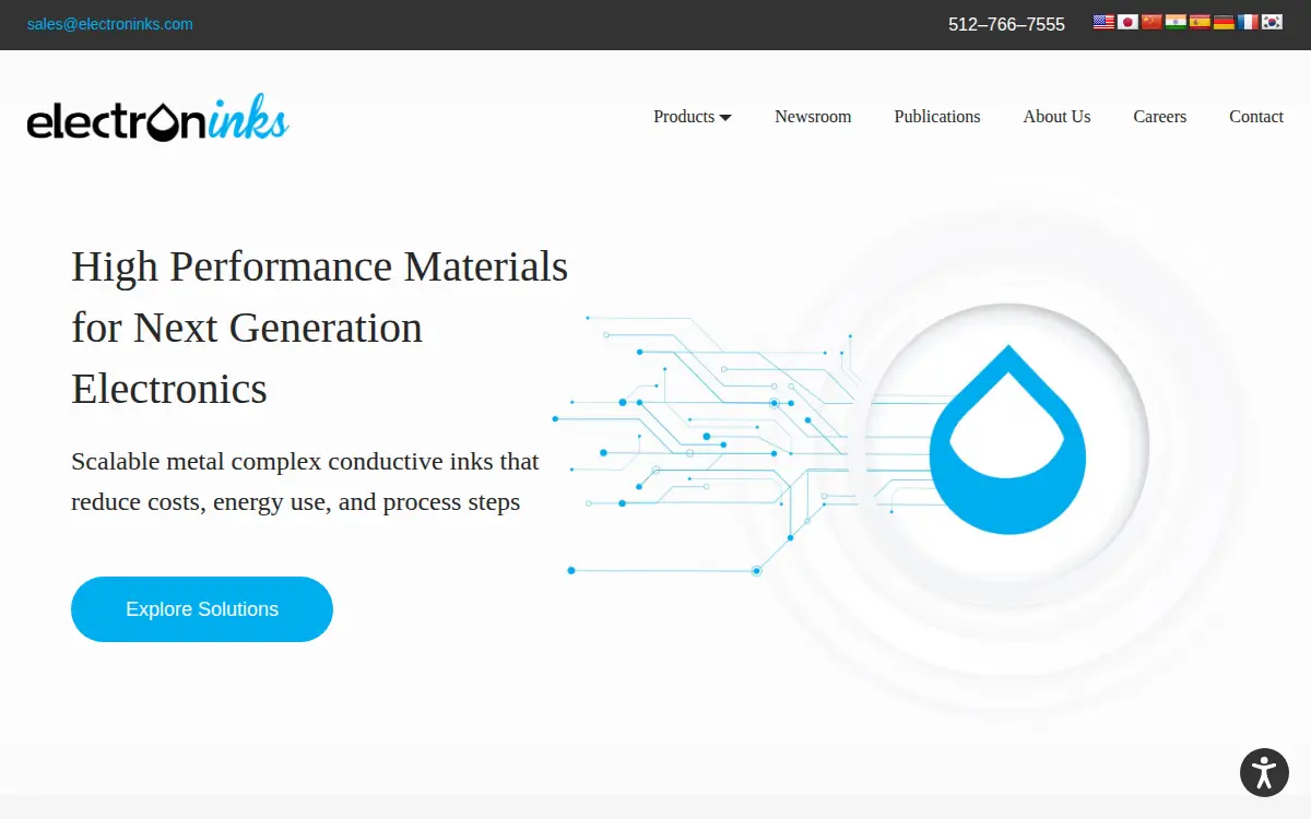 Homepage of Electroninks Incorporated