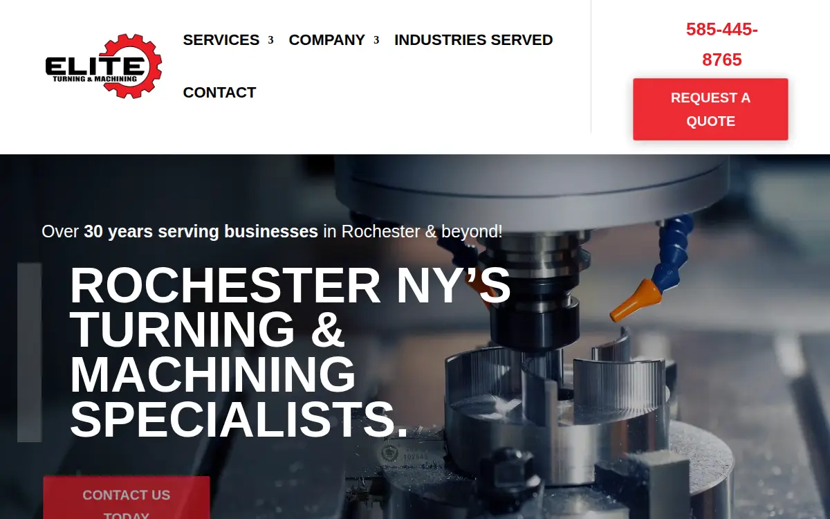 Homepage of Elite Turning & Machining, CORP