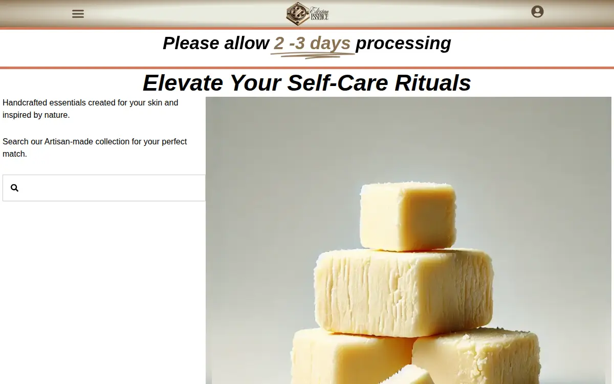 Homepage of Elixian Essence LLC