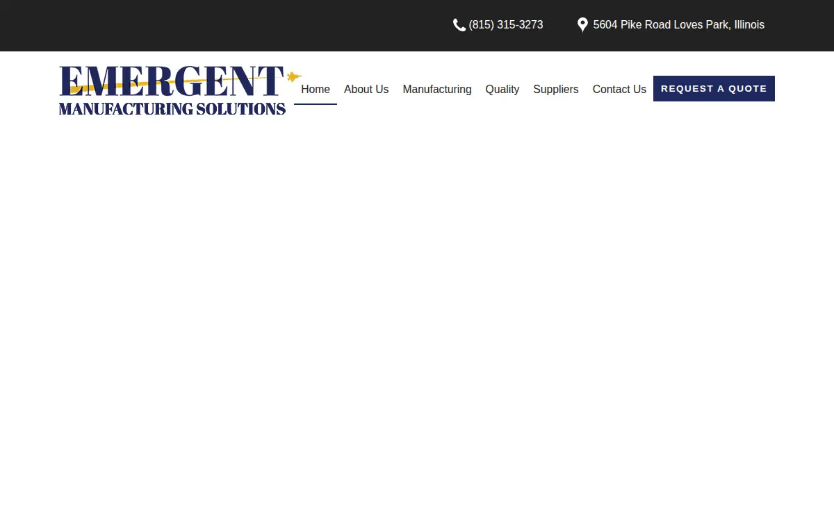 Homepage of Emergent Manufacturing Solutions, LLC