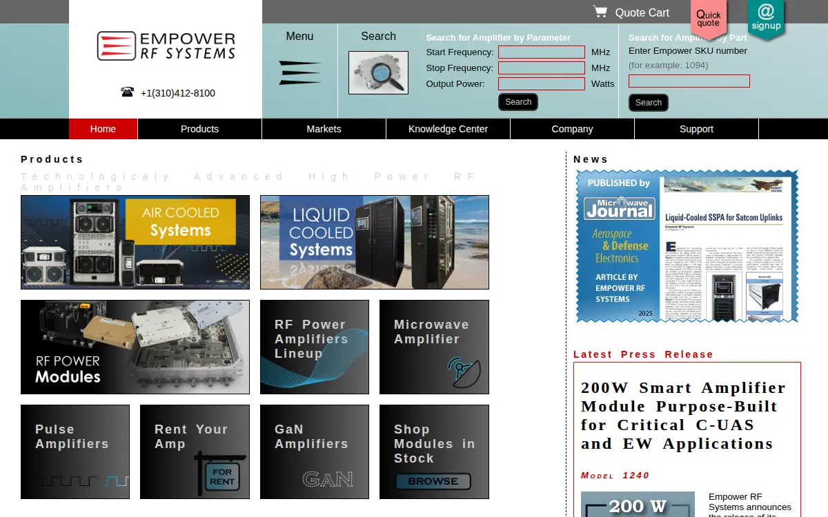 Homepage of Empower Rf Systems, INC.