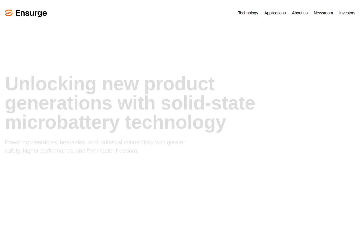 Homepage of Ensurge Micropower INC.