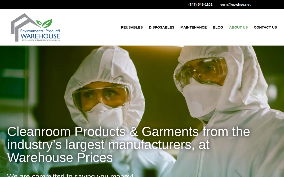 Homepage of Environmental Products Warehouse LLC