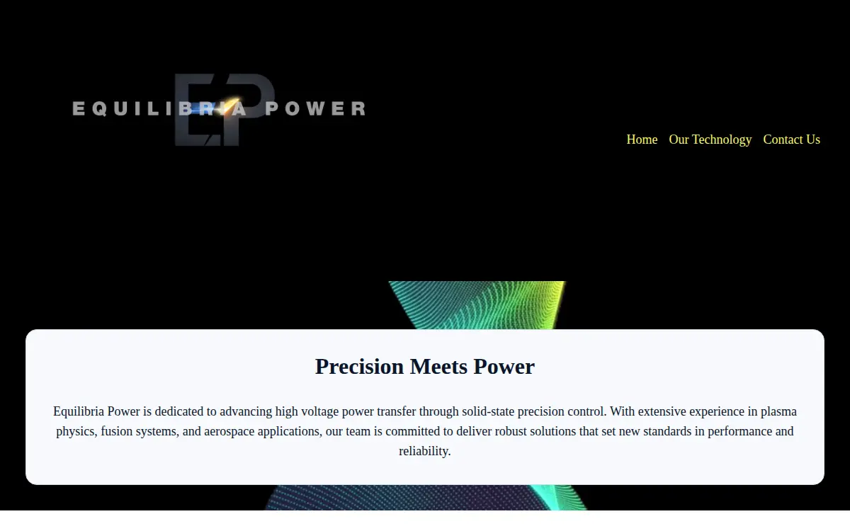 Homepage of Equilibria Power, LLC