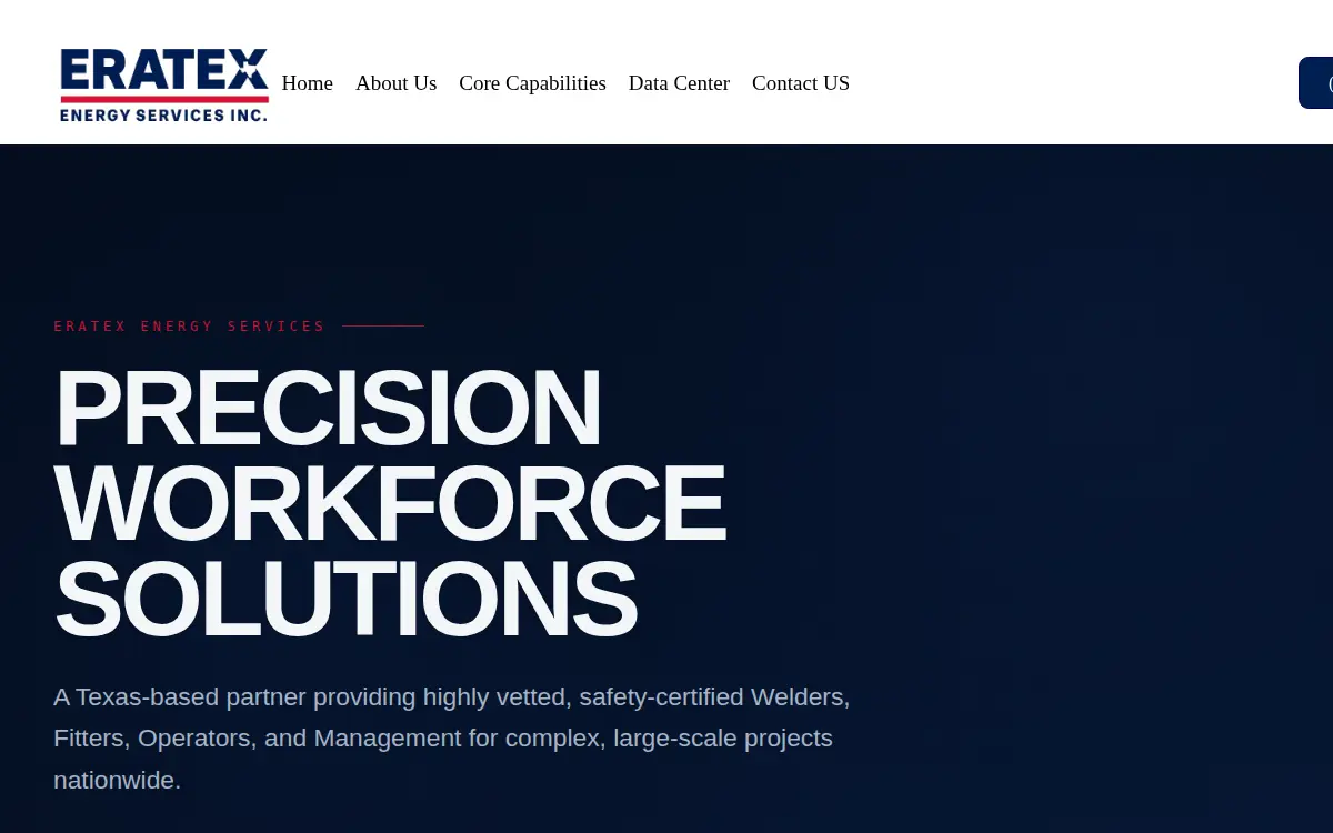 Homepage of Eratex Energy Services, INC.