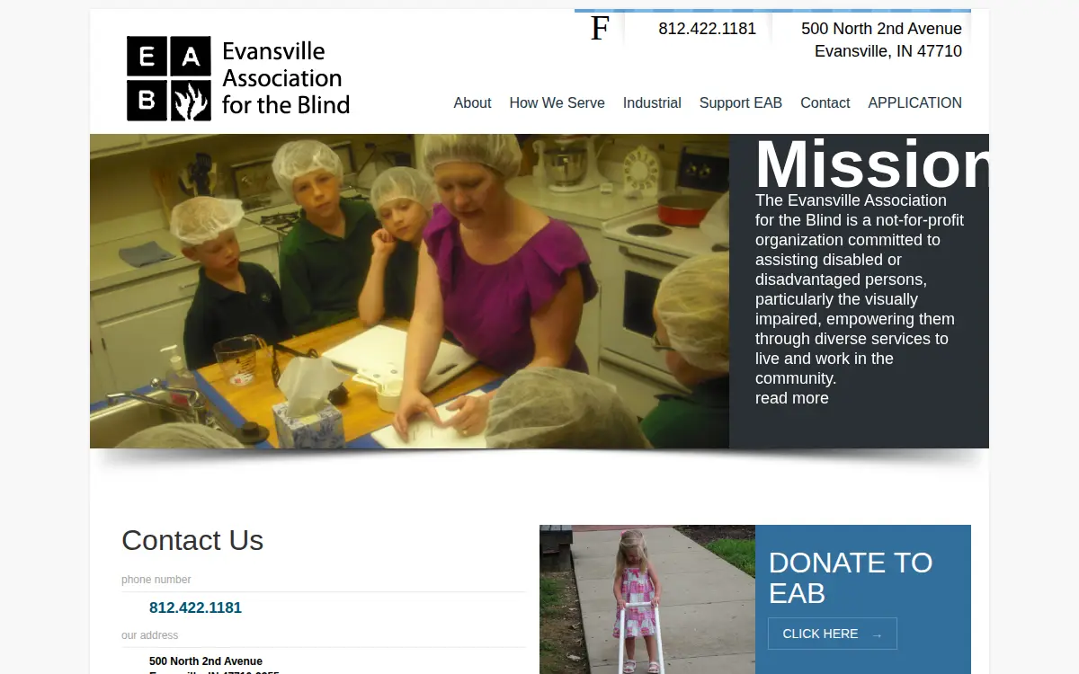 Homepage of Evansville Association for the Blind INC