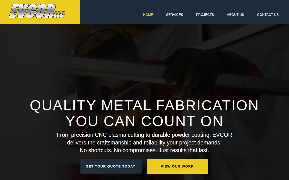 Homepage of Evcor, LLC