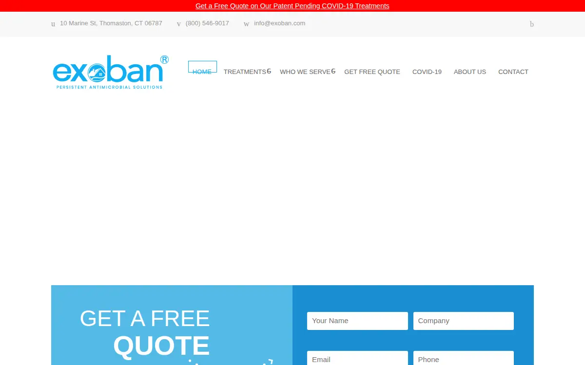 Homepage of Exoban LLC