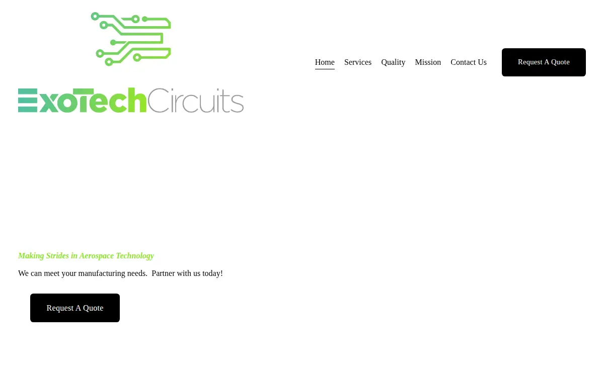 Homepage of Exotech Circuits LLC