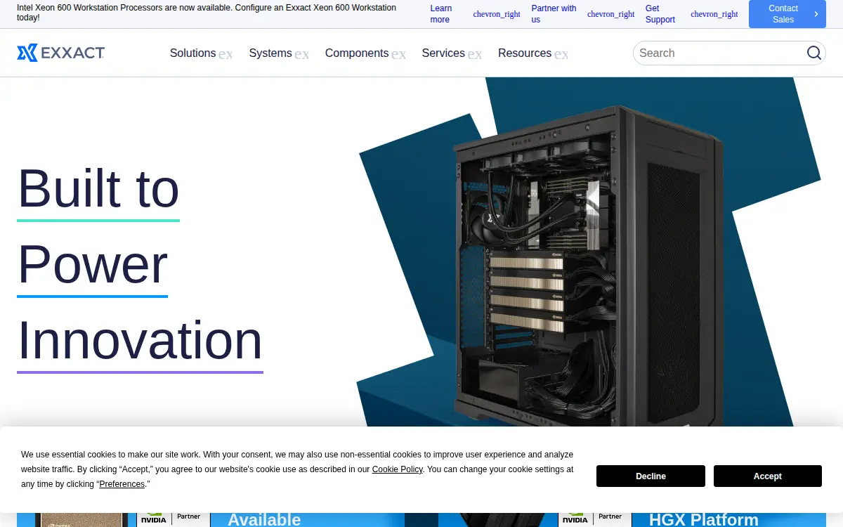 Homepage of Exxact Corporation