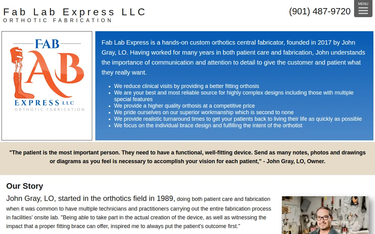 Homepage of Fab Lab Express, LLC