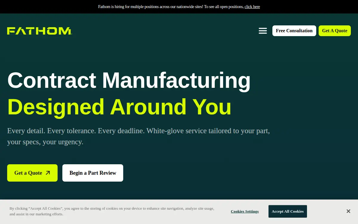 Homepage of Fathom Manufacturing LLC