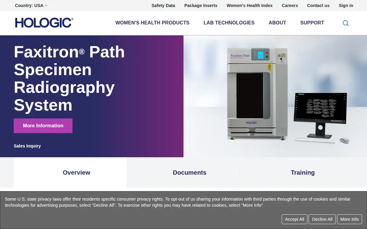 Homepage of Faxitron Bioptics, LLC