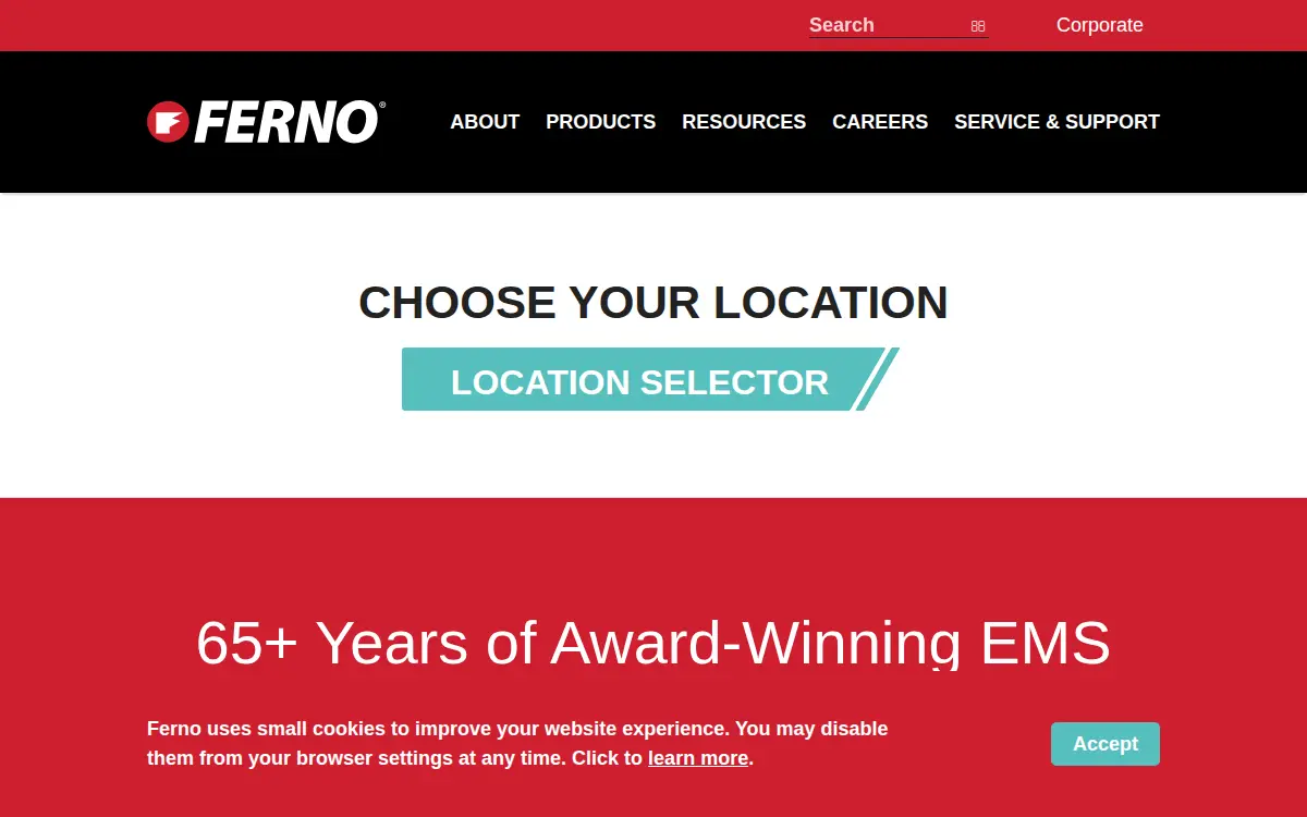 Homepage of Ferno Washington, INC.