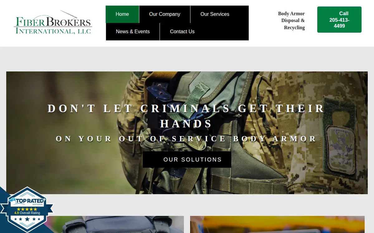 Homepage of Fiber Brokers International, LLC
