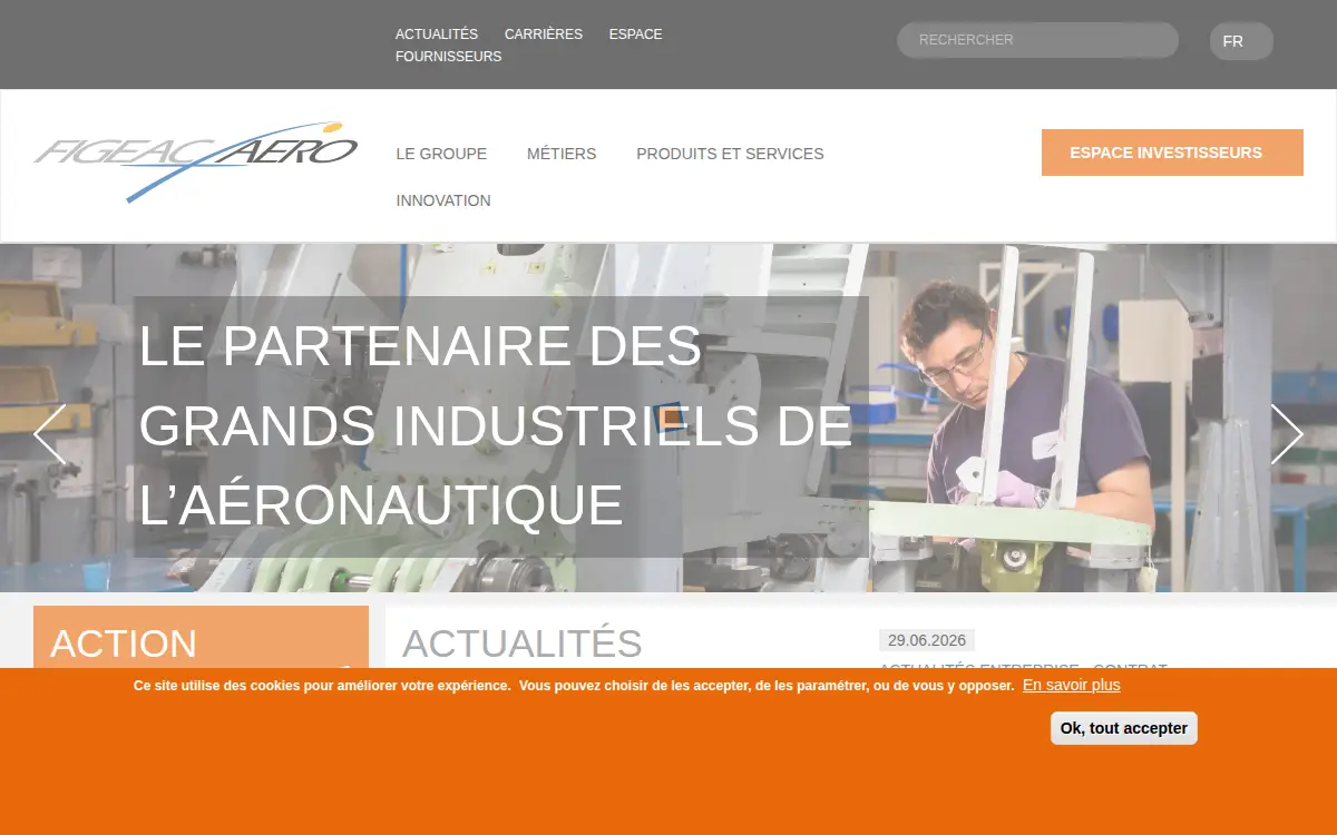 Homepage of Figeac Aero North America, INC